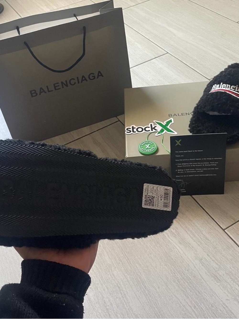 Balenciaga Black fur slides Size 11 men’s - Picture 5 of 7